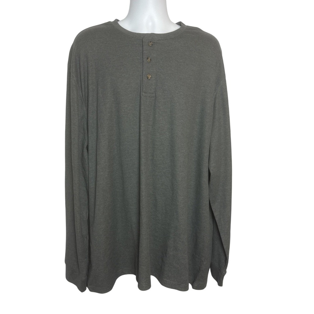 Ocean Coast Men 3XLT Thermal‎ Henley Gray Shirt Preppy Comfort Heritage Casual
